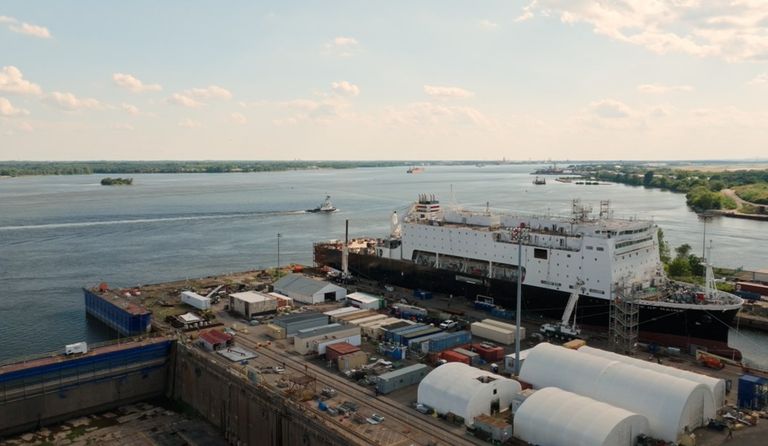 Dry dock at Hanwha Philly Shipyard